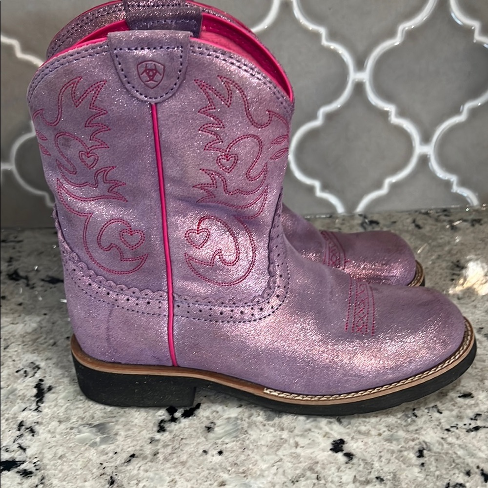 Ariat Kids' Shimmering Purple Boots with Pink Accents